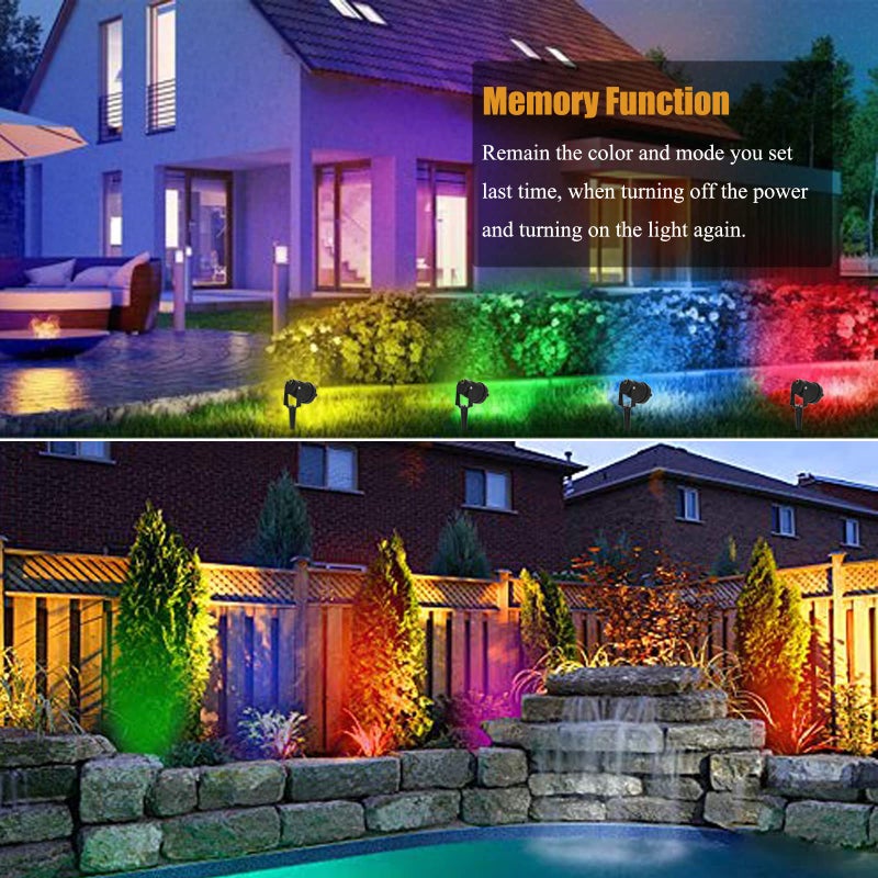 AHSELLUS Low Voltage Landscape Lights Color Changing RGB 5W DC12V LED Landscape Lighting Outdoor Waterproof Spotlight Remote Control for Garden Pathway Christmas Decorative Light(8, Multi-Colored) - Image 3